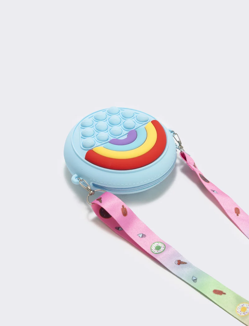 Borsetta pop it arcobaleno divertente - Azzurro