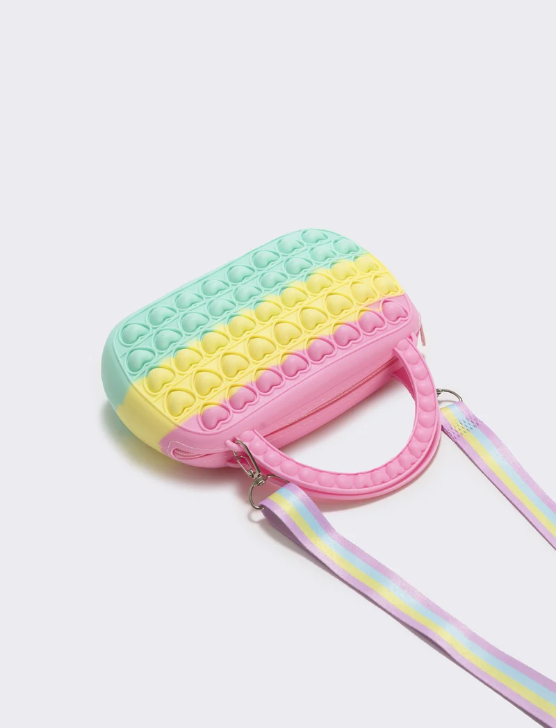 Borsa pop it con cuoricini colorati - Celeste