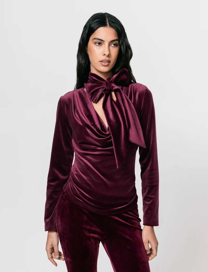 Tshirt manica lunga in ciniglia - Bordeaux