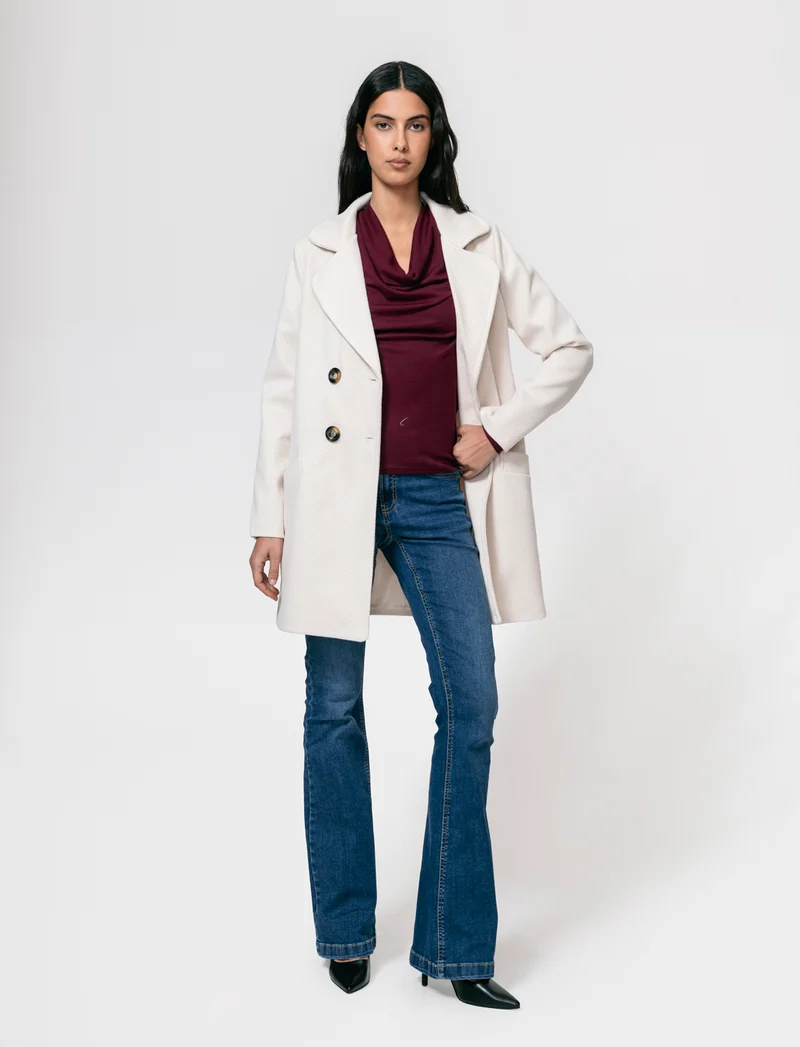 Cappotto doppio petto - Vaniglia