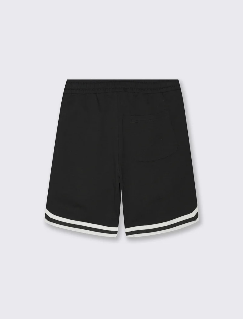 Bermuda in felpa sporty con stampa - Nero