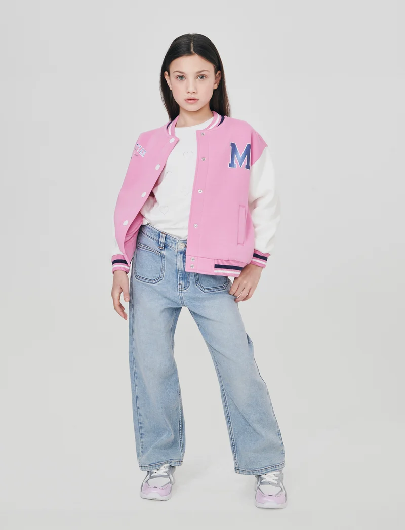 Felpa college per bambina alla moda - Rosa candy