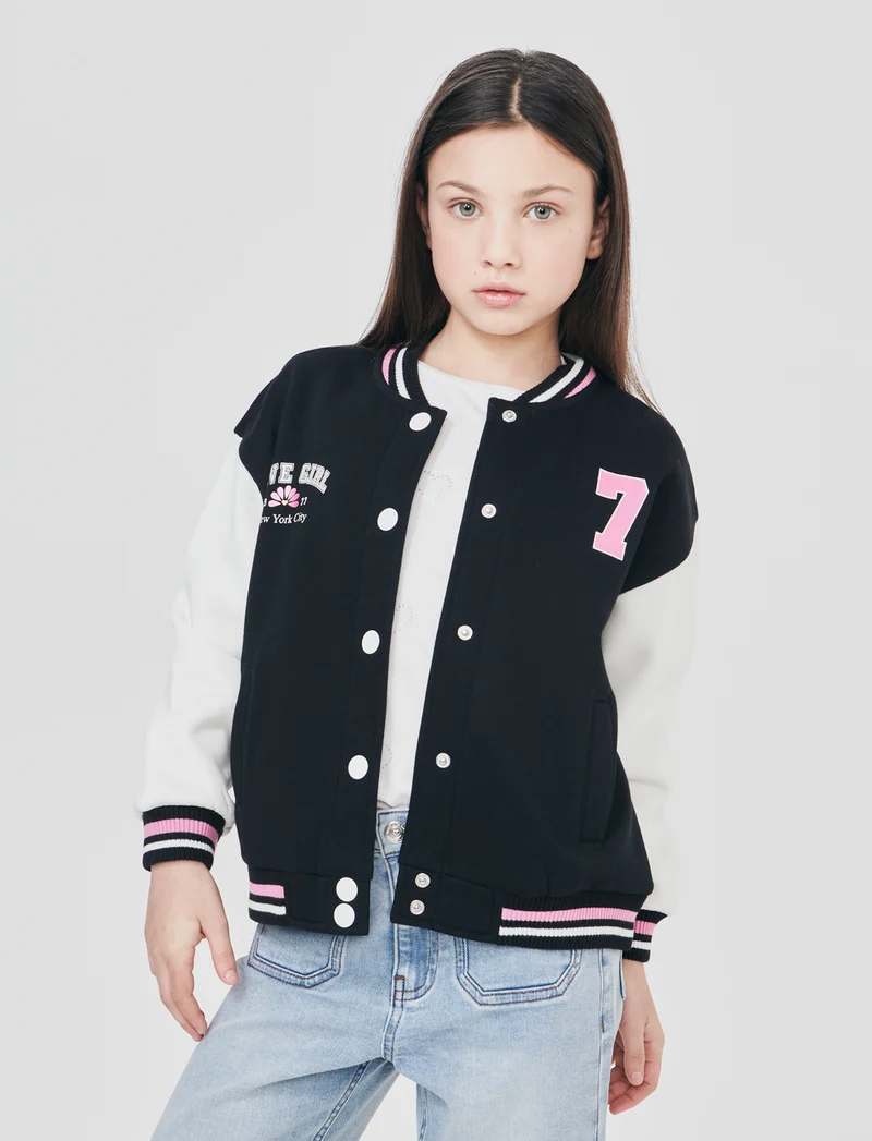 Felpa college per bambina alla moda - Nero