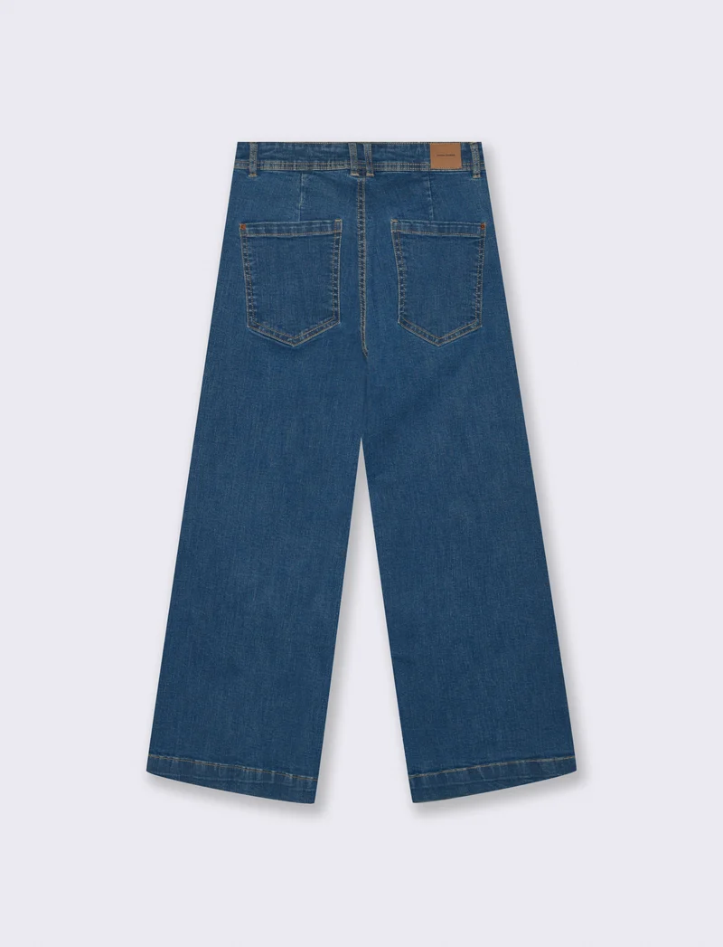 Jeans Gamba Larga Crop - Denim