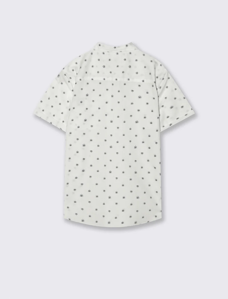 Camicia mezza manica micro-stampa cotone - Bianco