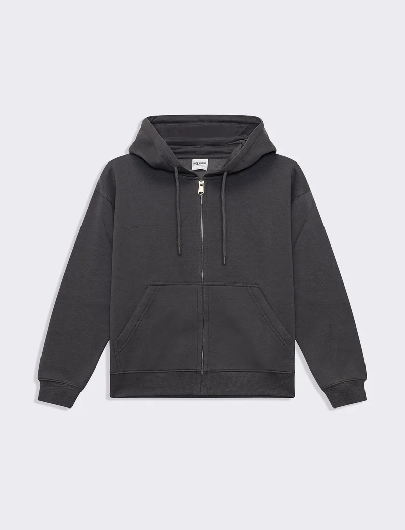 Felpa con cappuccio e zip da donna - Grigio piombo
