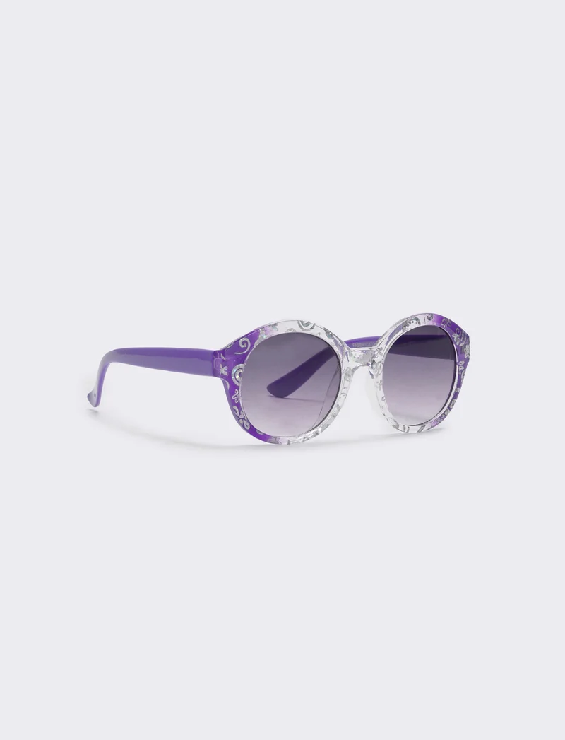 Occhiali tondi con glitter brillanti - Lilla