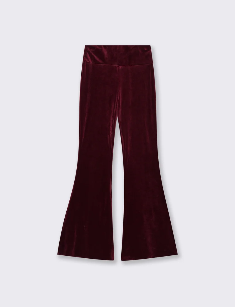 Pantalone zampa in ciniglia - Bordeaux