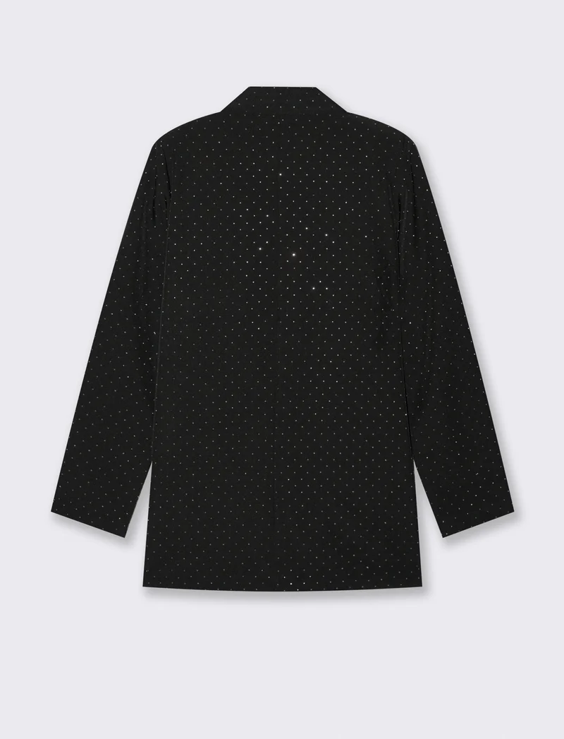 Giacca over con strass - Nero