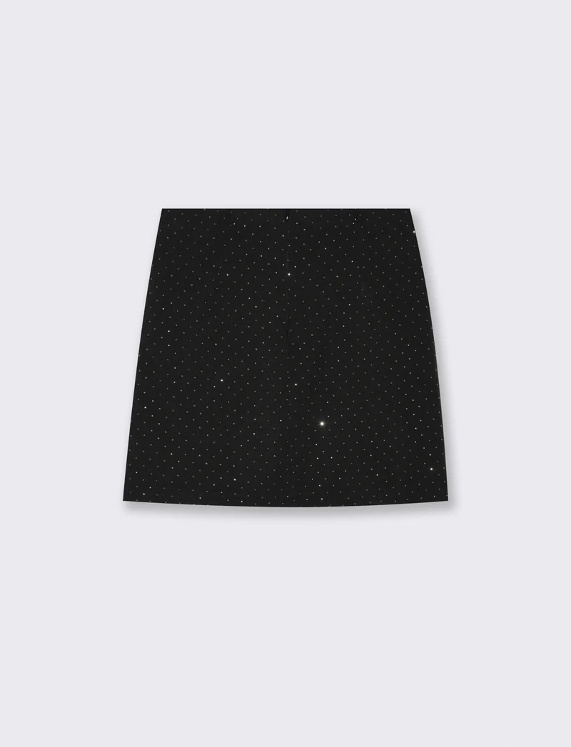 Gonna corta con strass - Nero