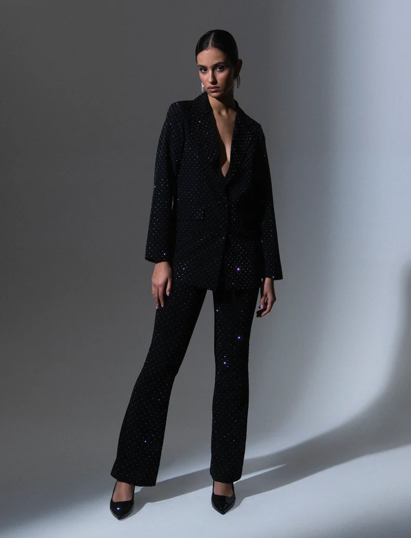 Pantalone strass zampa - Nero
