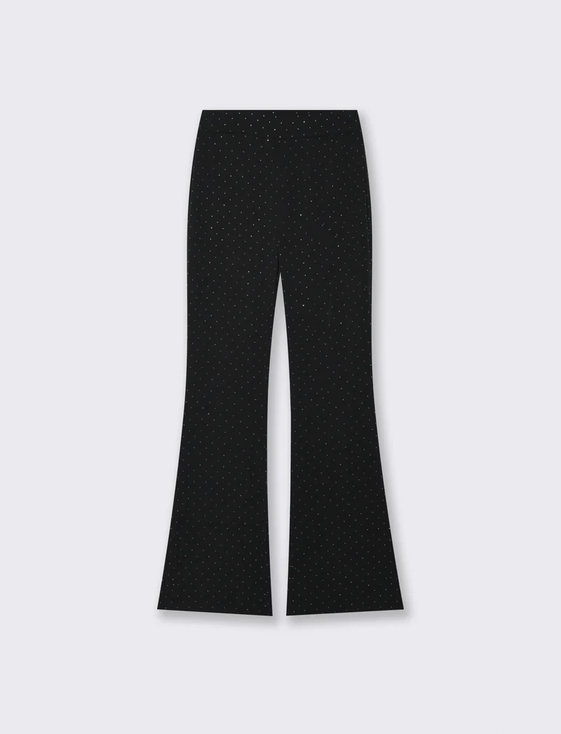 Pantalone strass zampa - Nero