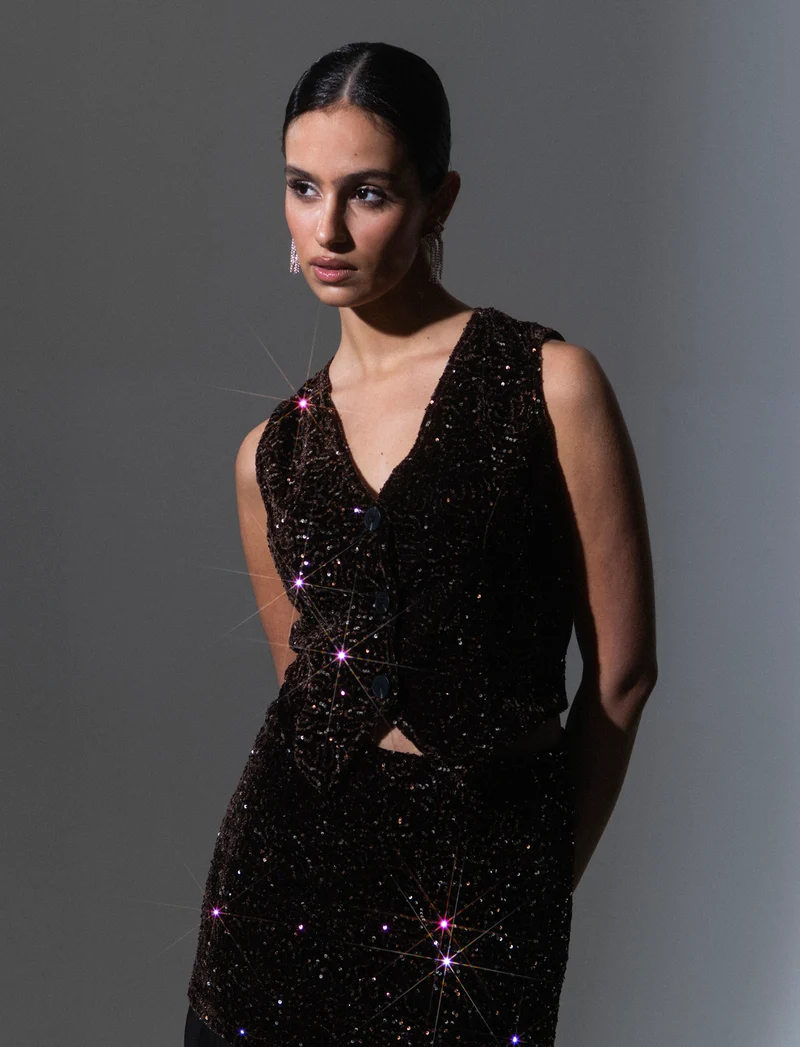 Gilet in paillettes - Moro