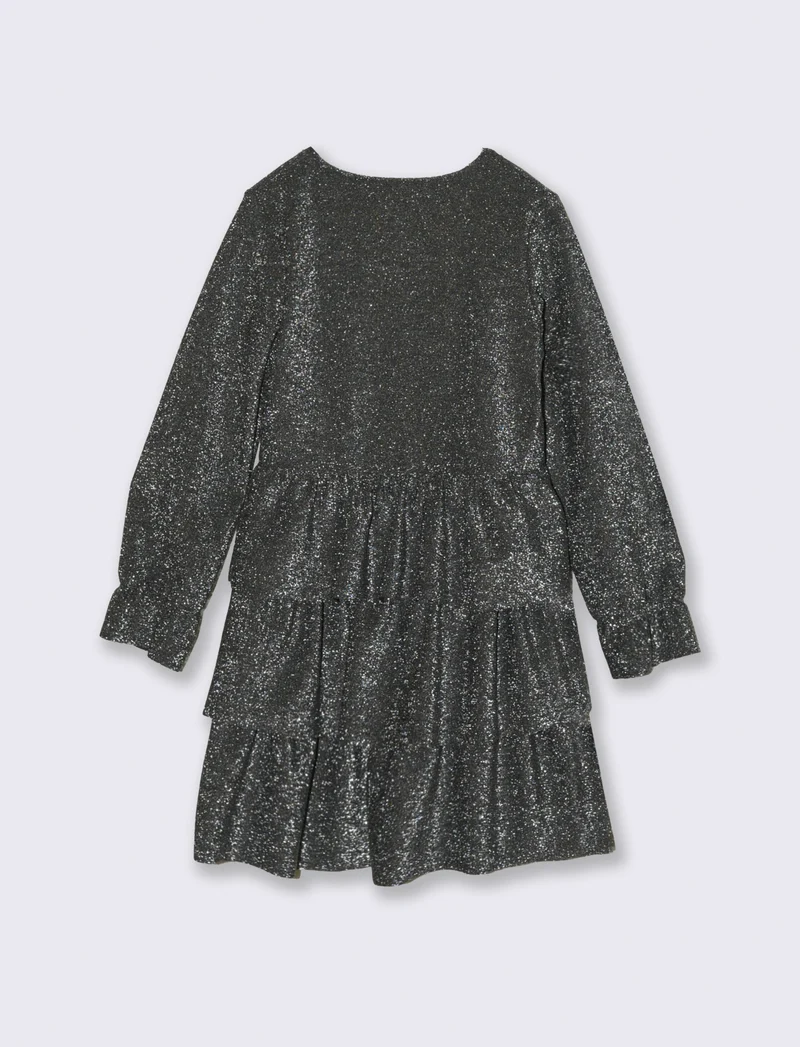 Vestito elegante effetto metallizzato. - Nero