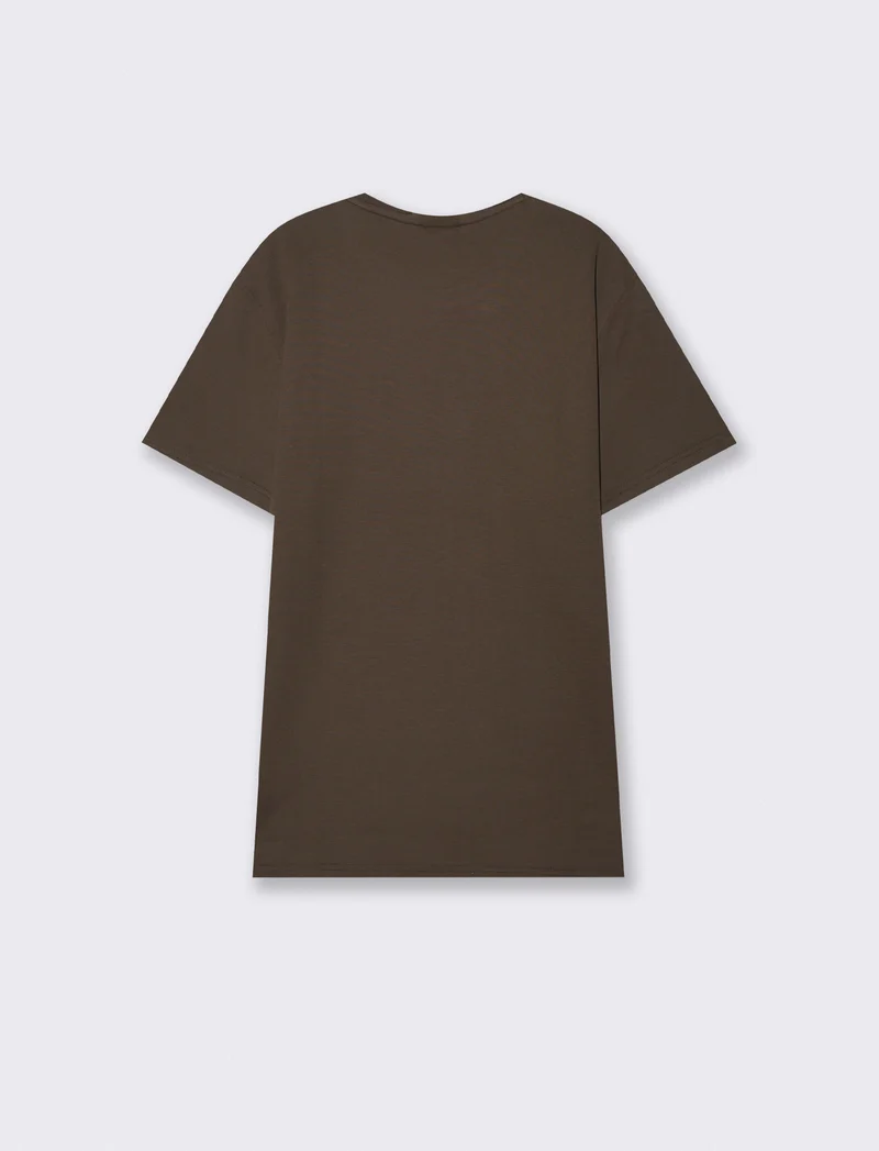 T-shirt cotone jacquard maniche corte - Moro