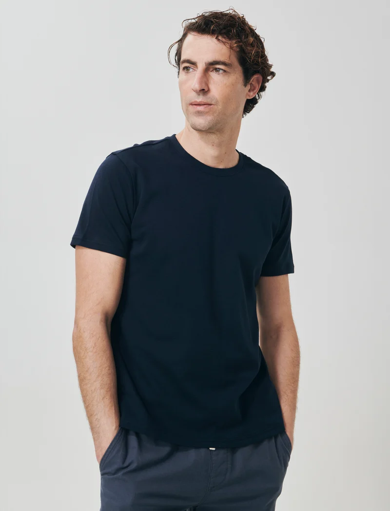 T-shirt cotone jacquard maniche corte - Blu