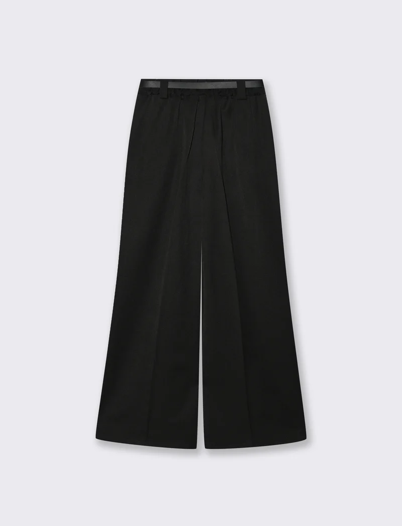 Pantalone a zampa con cintura - Nero