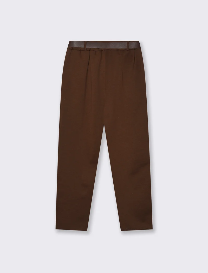 Pantalone in tessuto morbido con cintura - Moro