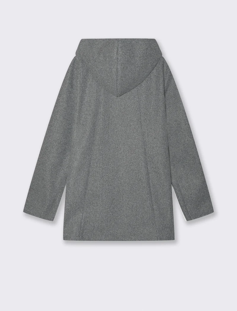 Cappotto con cappuccio e zip - Grigio mel.