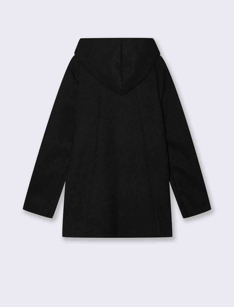 Cappotto con cappuccio e zip - Nero