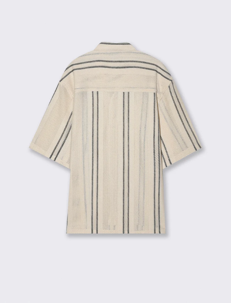 Camicia Cropped Boxy Fit in Crochet - Beige ecru