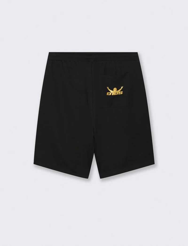 Bermuda in felpa leggera D10S con stampa - Nero