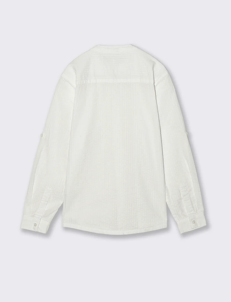 Camicia in cotone goffrato elegante e casual - Bianco