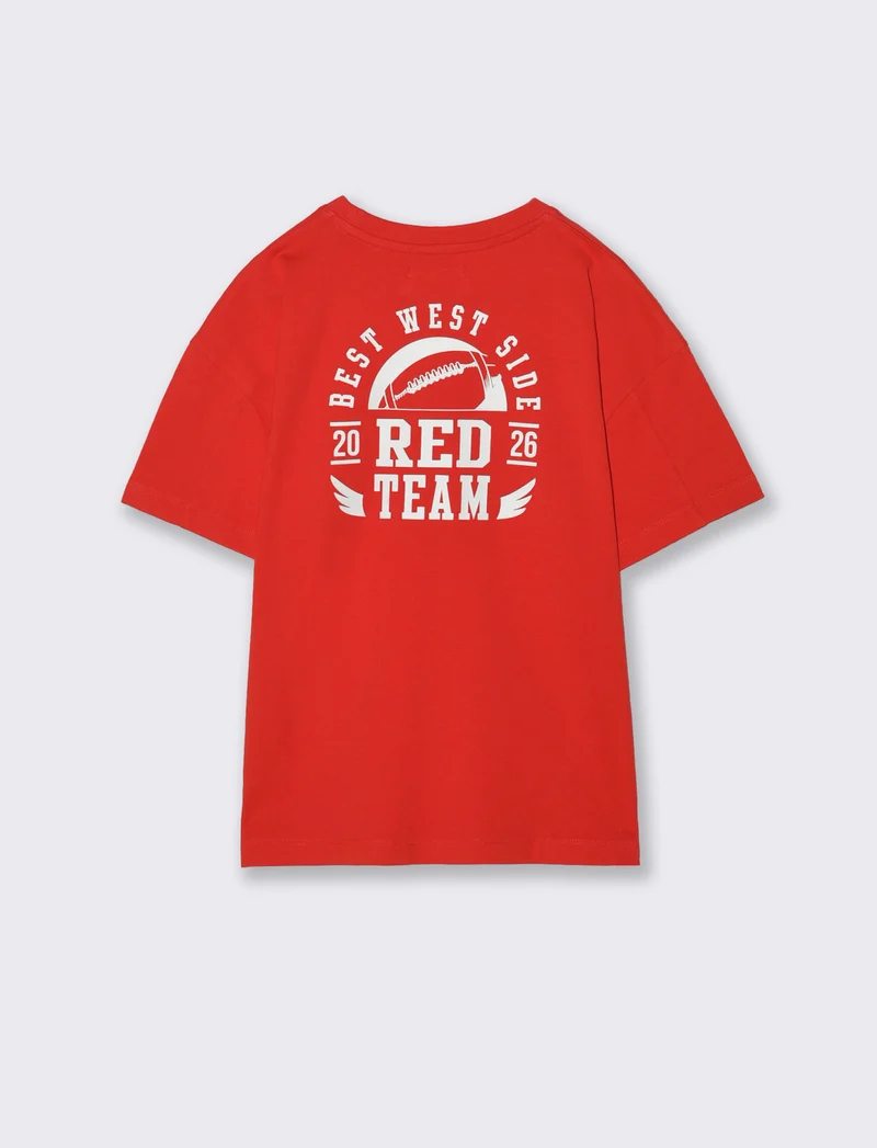 T-shirt loose mezza manica estiva - Rosso