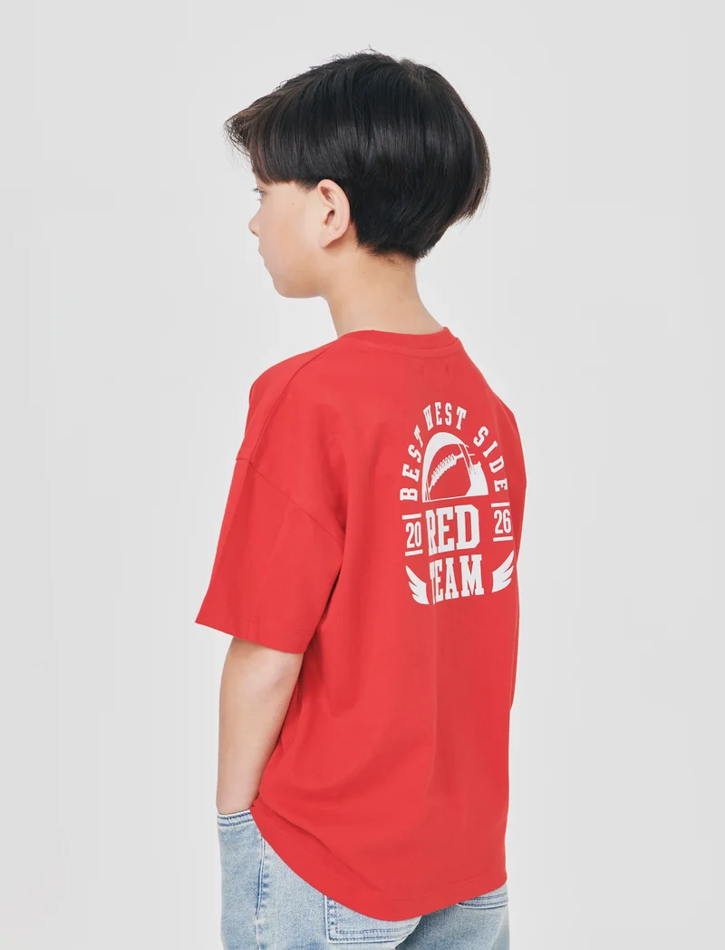 T-shirt loose mezza manica estiva - Rosso
