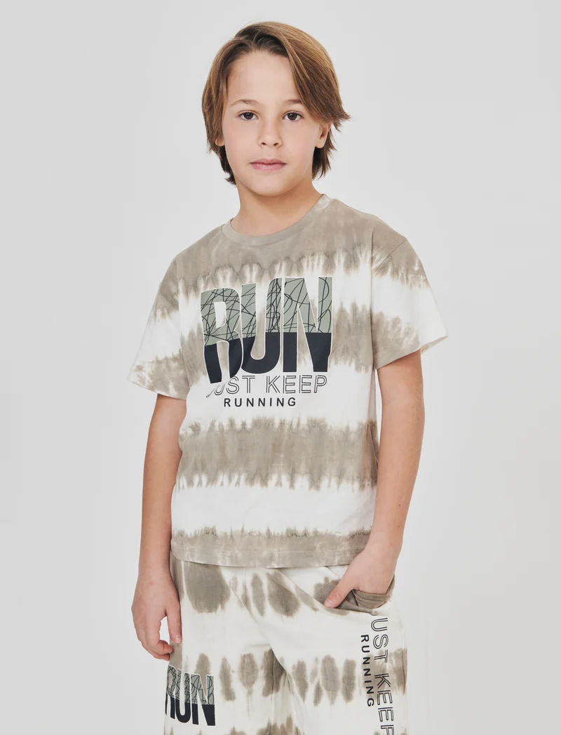 T-shirt girocollo tie-dye per l'estate - Grigio mastice