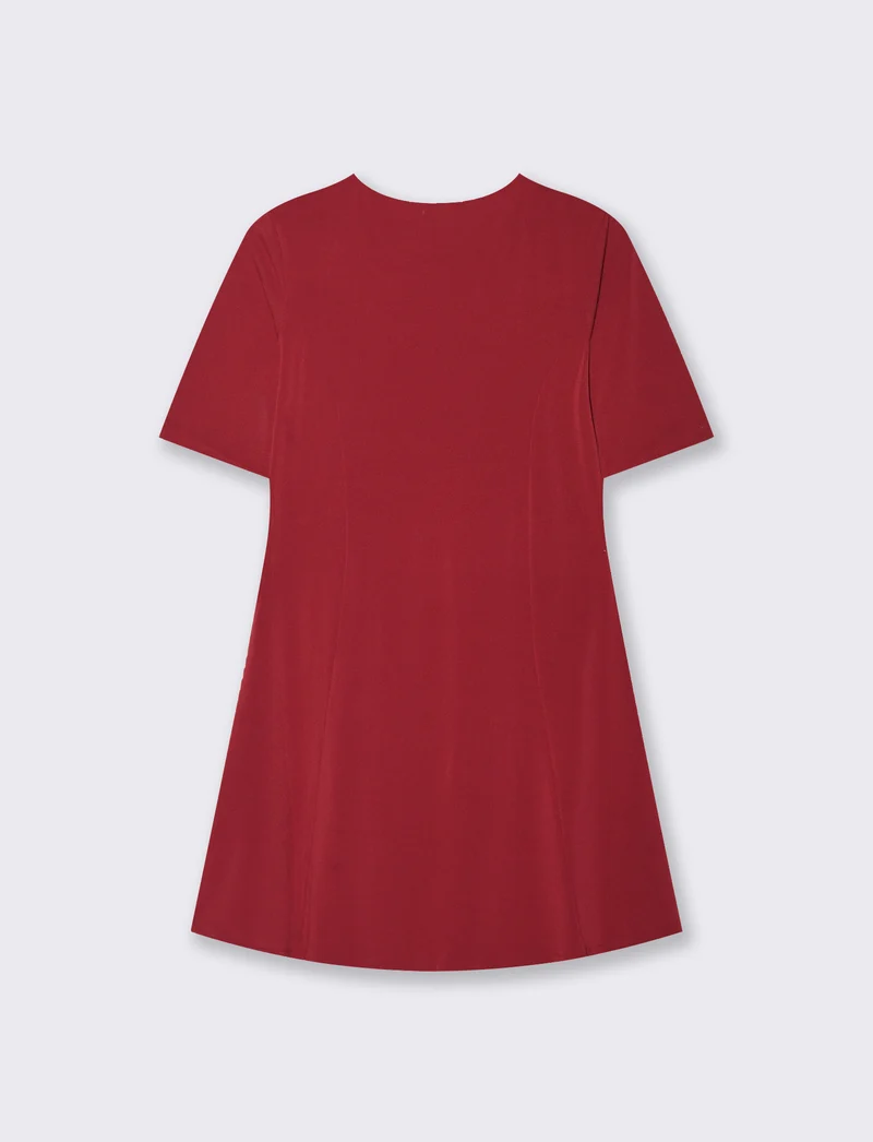 Vestito Manica Corta con Cintura - Rosso india