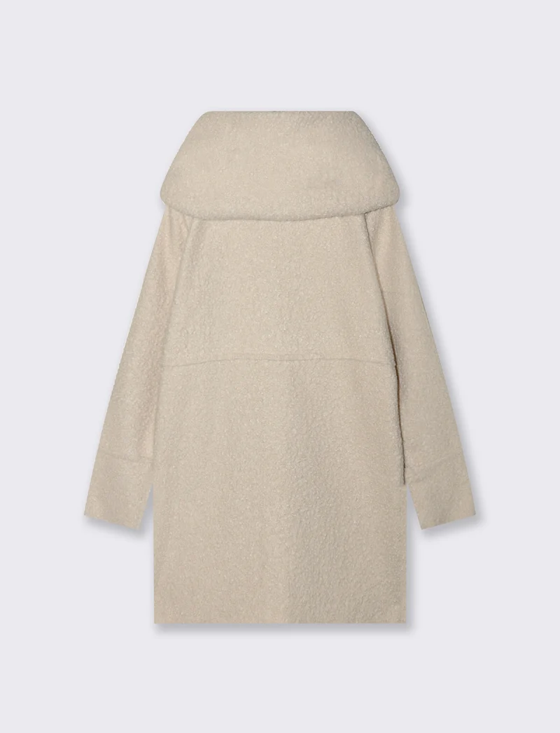Cappotto su tessuto bouclè con cappuccio - Vaniglia