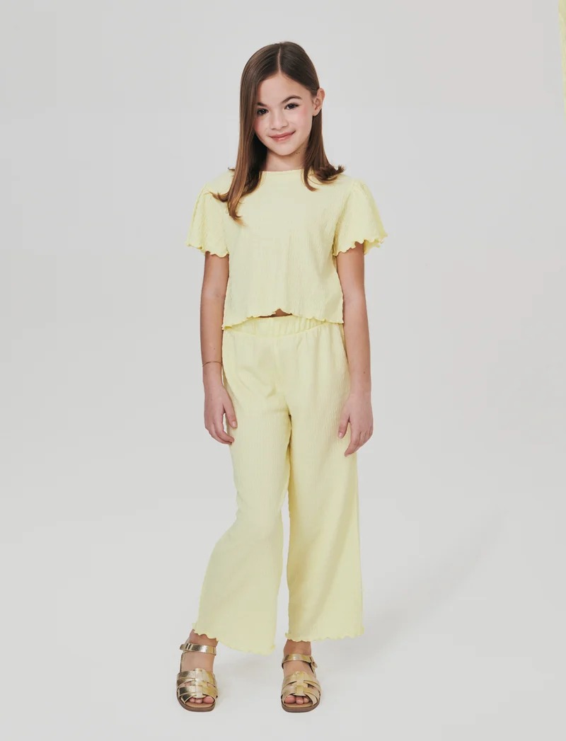 Pantaloni Palazzo Goffrati con Vita Elastica - Giallo