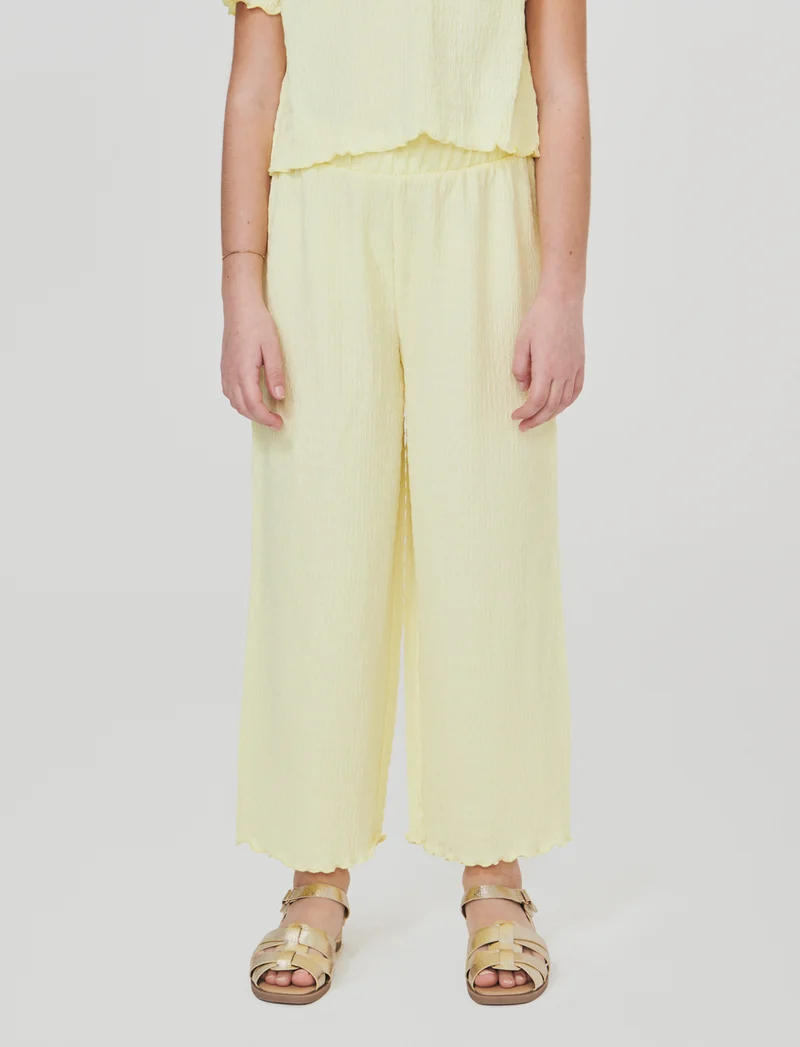 Pantaloni Palazzo Goffrati con Vita Elastica - Giallo