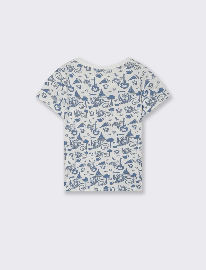 Maglietta girocollo con stampa all over - Bianco