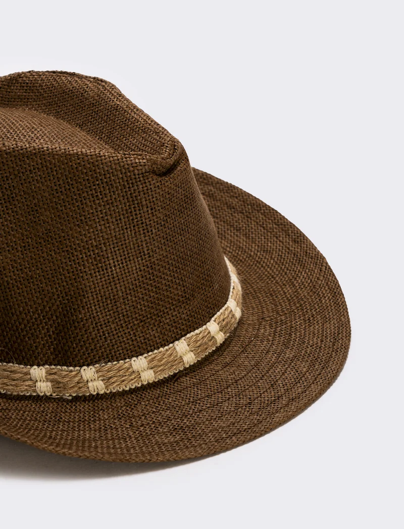 Cappello di paglia con cordoncino uomo - Moro