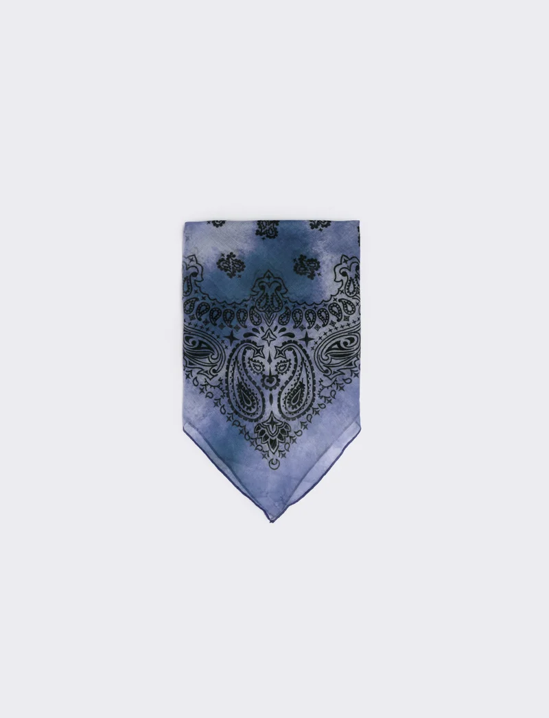 Foulard quadrato tie die paisley - Blu navy