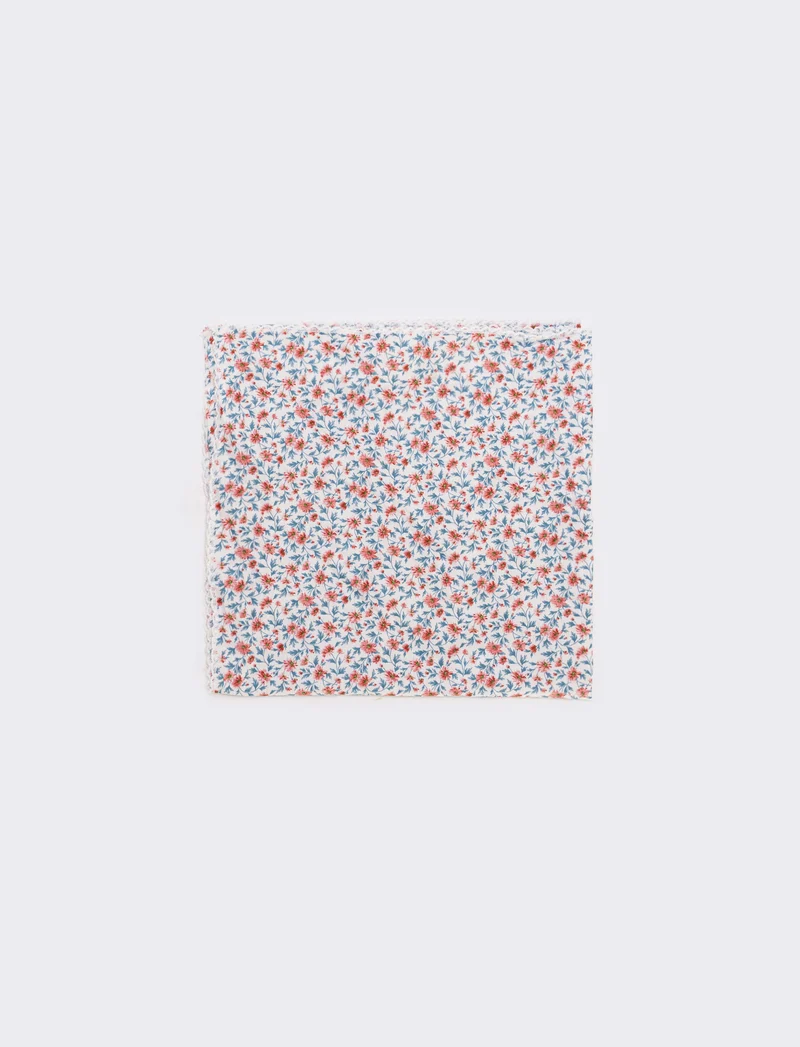 Foulard triangolo con fiorellini e pizzo - Rosa