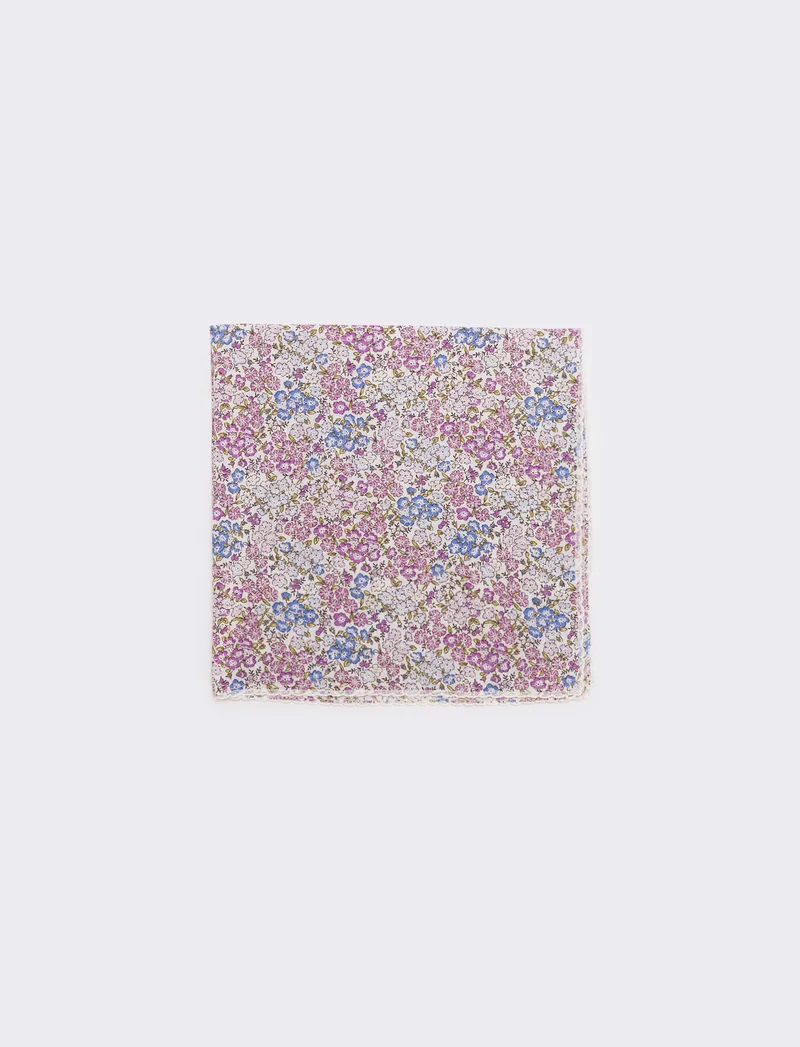 Foulard triangolo con fiorellini e pizzo - Lilla