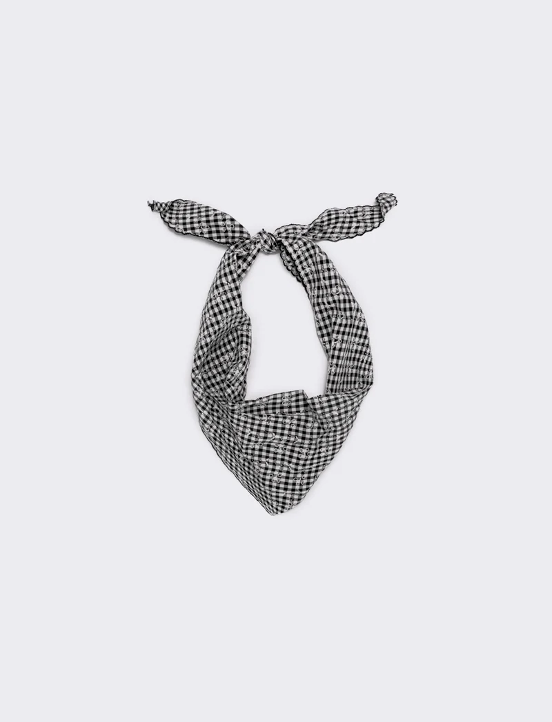 Foulard triangolino vichy elegante e chic - Nero