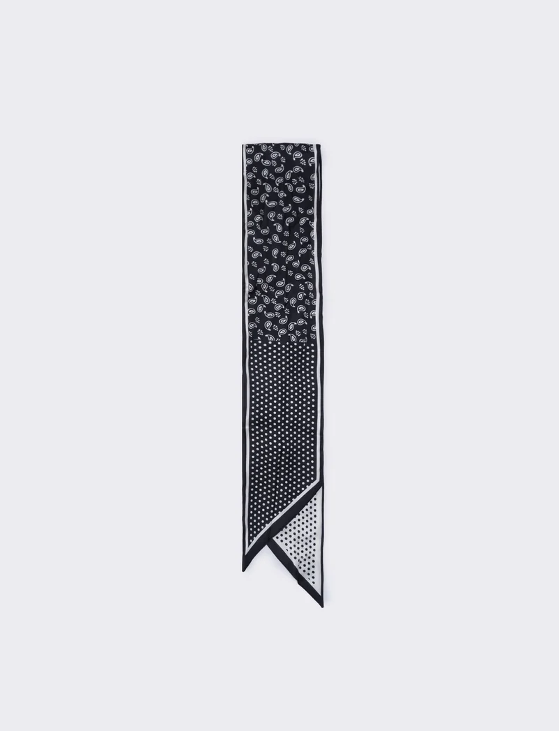 Foulard cravatta in satin per donne - Nero