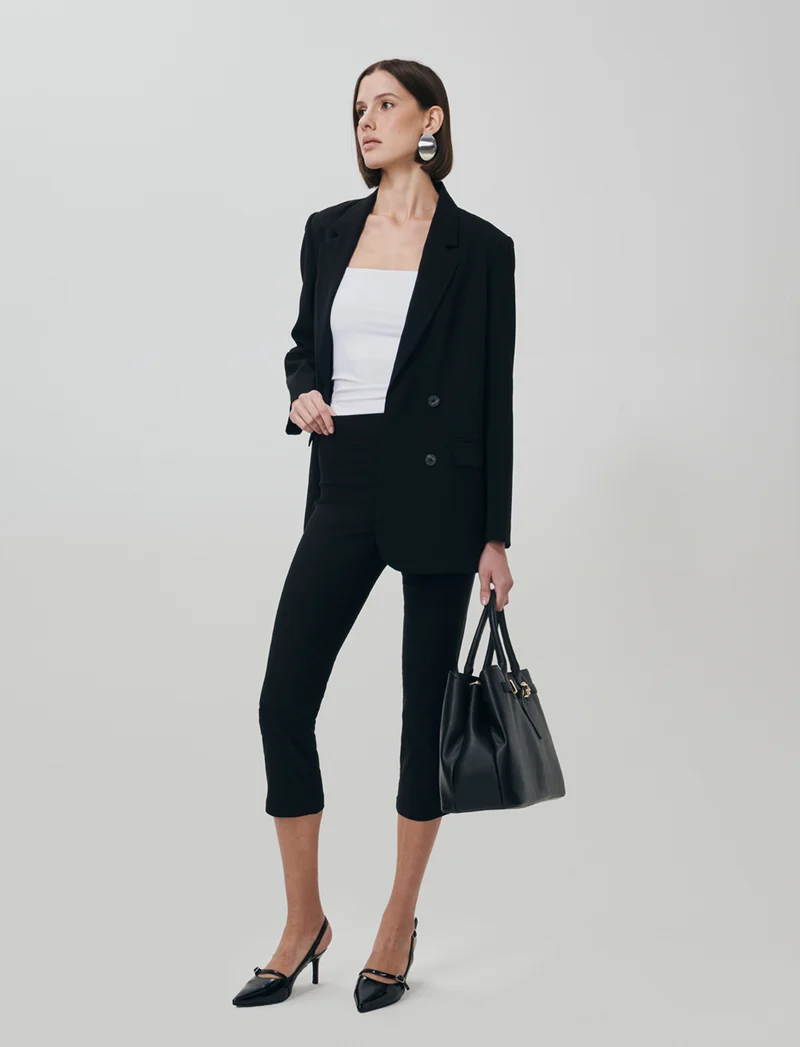 Pantalone Capri con Vita Alta - Nero