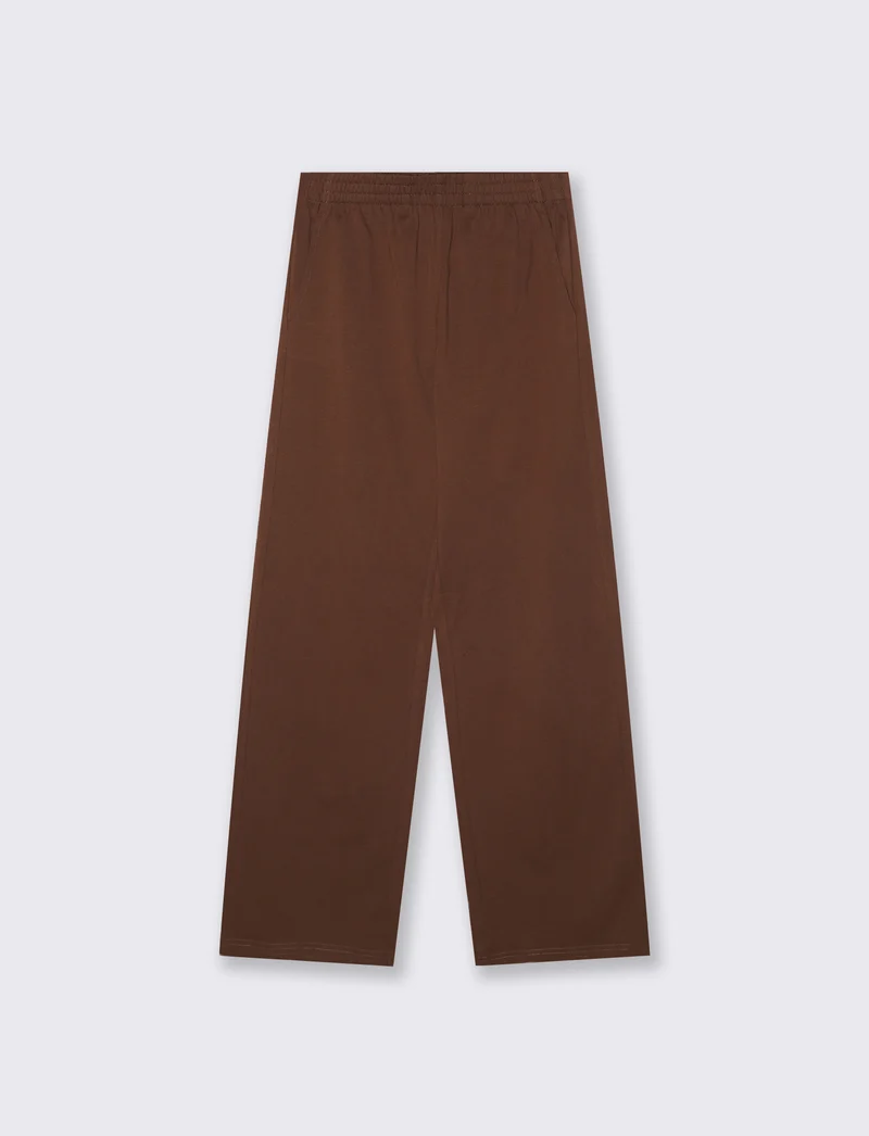 Jogger Basico con Elastico e Tasche - Marrone cioccolato
