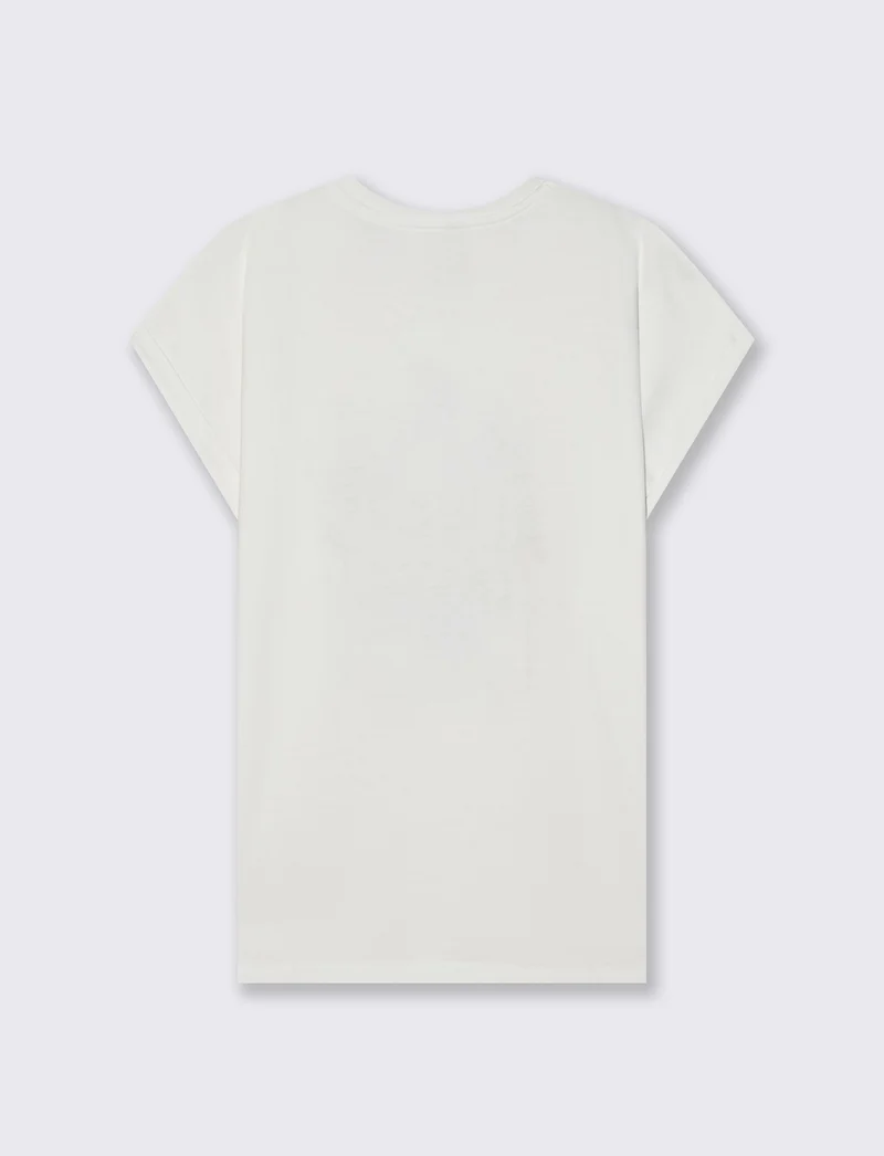 T-Shirt Manica Corta con Stampa e Spalle Scesa - var 2