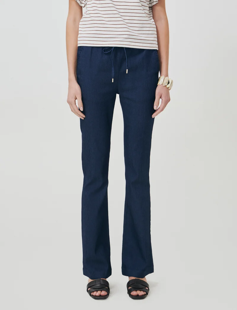Pantalone Flare con Elastico in Vita - DENIM SCURO