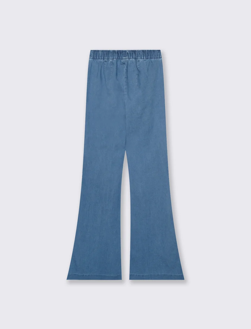 Pantalone Flare con Elastico in Vita - Denim