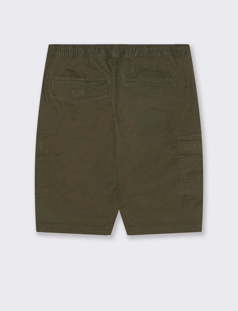 Bermuda Jogger Cargo Fit in Cotone Stretch - Verde militare
