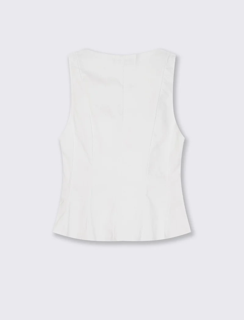 Top con scollo quadrato e zip - Bianco