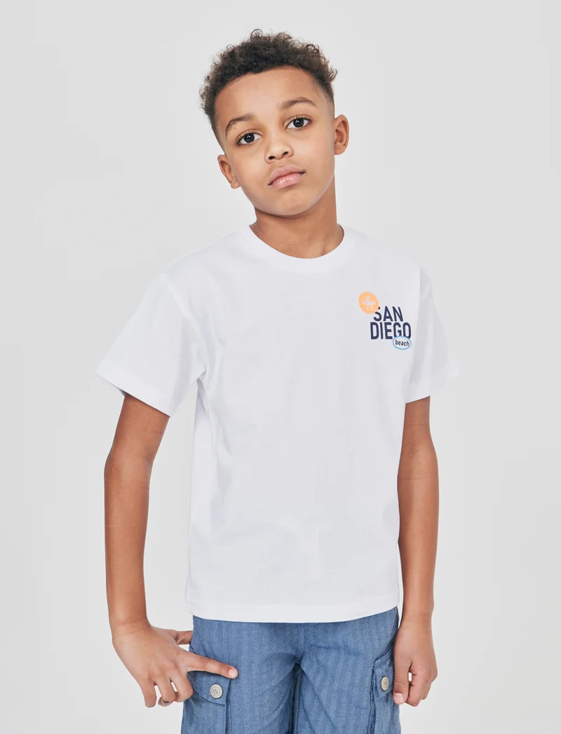 T-Shirt Casual con Stampa Posterior? - Bianco
