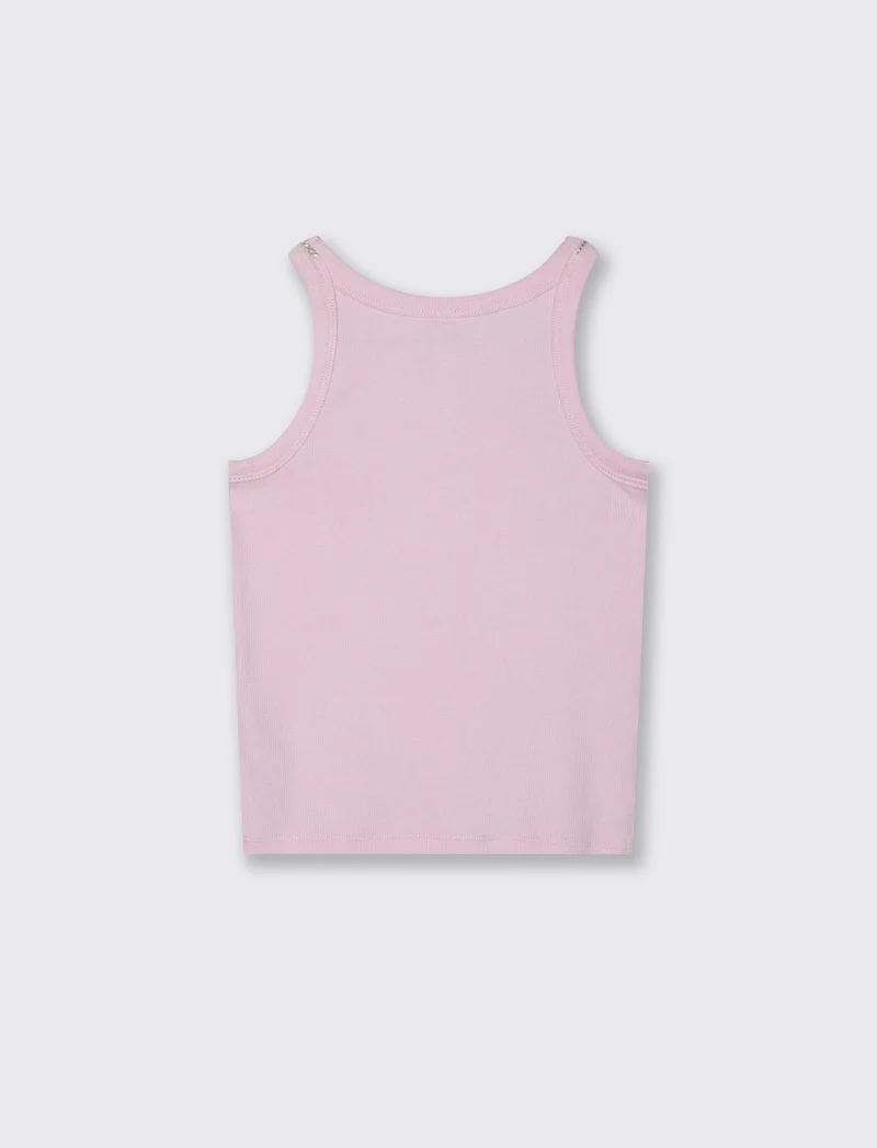 Canotta elastica con passamaneria in strass - Rosa